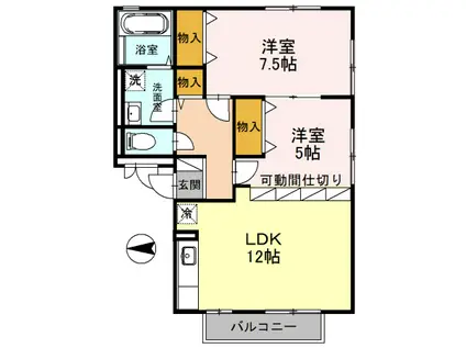 プラムアビデ奥本(2LDK/1階)の間取り写真