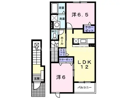 オベルジュ 舞(2LDK/2階)の間取り写真