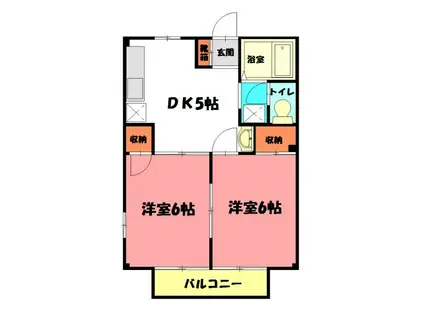 リーブル(2DK/2階)の間取り写真