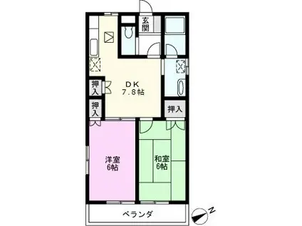 メゾンシャルム(2DK/1階)の間取り写真