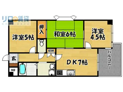 ココチフォレストRS(3DK/2階)の間取り写真