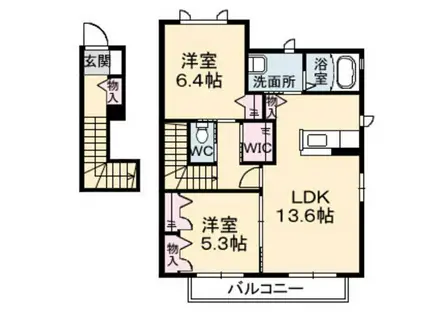 グランマスト杉井流III(2LDK/2階)の間取り写真