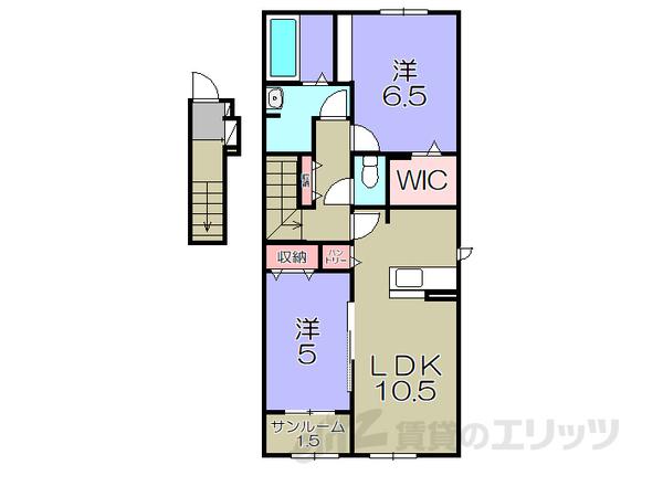 ラビットレジデンス八日市(2LDK/2階)の間取り写真