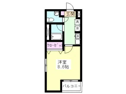 C-SQUARE奏の杜(1K/4階)の間取り写真