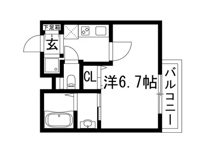 AILE石橋3(1K/1階)の間取り写真