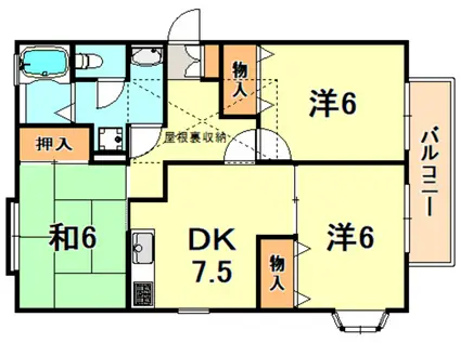 ルナハウス(3DK/2階)の間取り写真