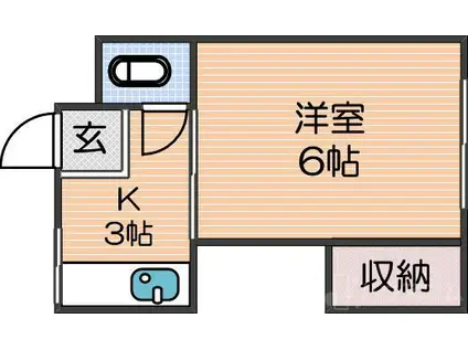 ハイツ葵(1K/2階)の間取り写真