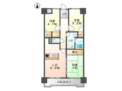 COMODO小郡(3LDK/9階)の間取り写真