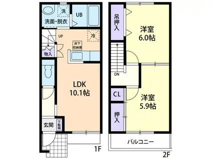 パークテラスA(2LDK/1階)の間取り写真