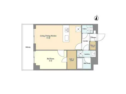 メゾンドオンディーヌ(1LDK/2階)の間取り写真