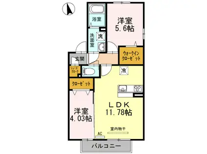 ブルーム(2LDK/2階)の間取り写真