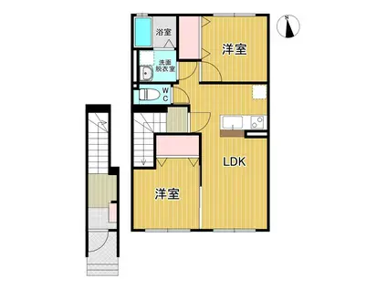 ROSE COURT(2LDK/2階)の間取り写真