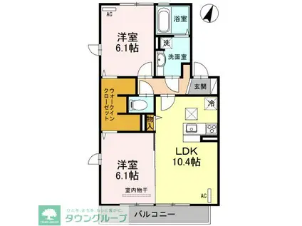 パークハウスⅥ(2LDK/1階)の間取り写真