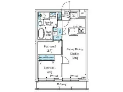 プライムブリス中野富士見町I(2LDK/4階)の間取り写真
