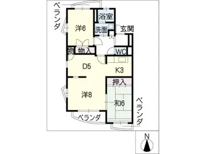 ゴテン・メイ(3DK/1階)の間取り写真