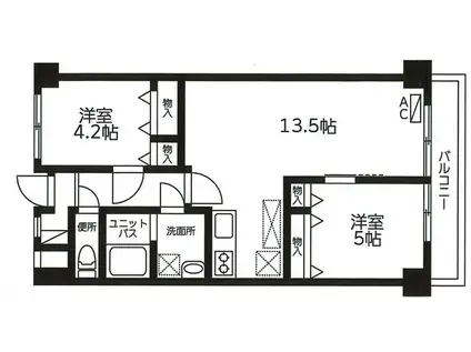富士見ハイツ大森(2LDK/1階)の間取り写真