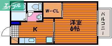 ネストII(1K/1階)の間取り写真