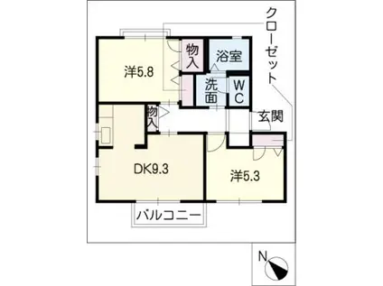 ピースハウス香雅A棟(2DK/2階)の間取り写真