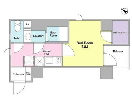 メゾンピオニー日本橋浜町(1K/4階)の間取り写真