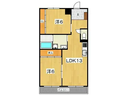パノラマハイツ秋山(2LDK/2階)の間取り写真