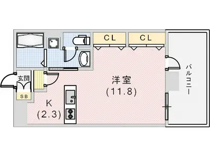 アドバンス神戸湊町(ワンルーム/2階)の間取り写真