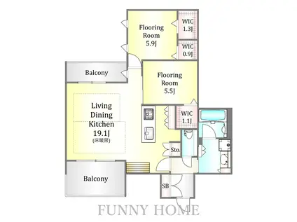 碑文谷5丁目メゾン(2LDK/3階)の間取り写真