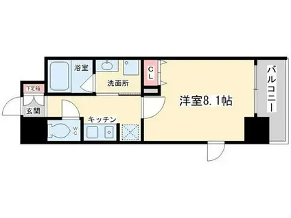 エイペックスみなとCENTRAL AVENUE(1K/9階)の間取り写真