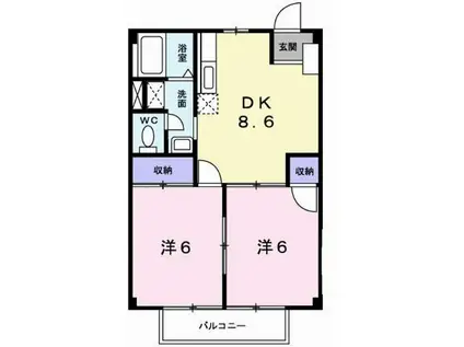 グリーンハイツ三木(2DK/2階)の間取り写真