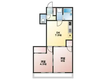 ラフォーレII(2DK/3階)の間取り写真