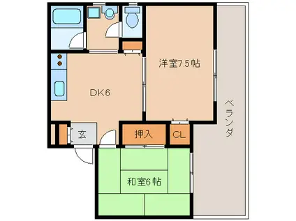 ハイツいづみ(2DK/3階)の間取り写真