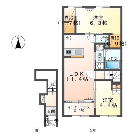 CENTRAL GARDEN II(2LDK/2階)の間取り写真