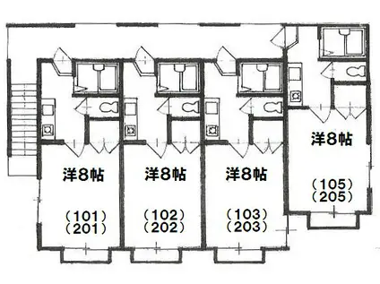 グランベル 201(1K/2階)の間取り写真