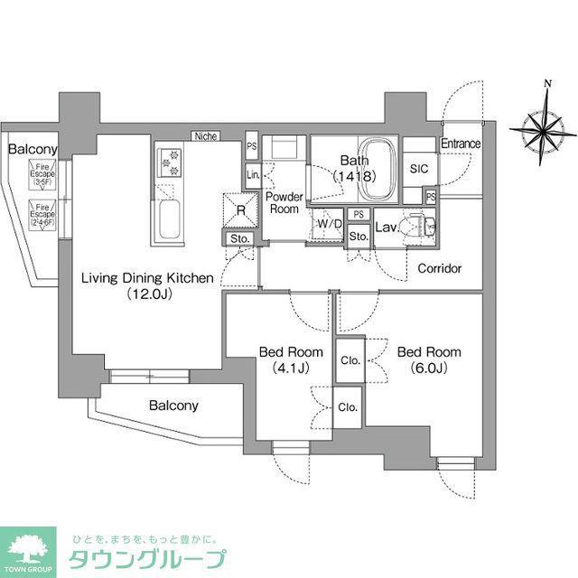 プラネソシエプラス旗の台(2LDK/5階)の間取り写真