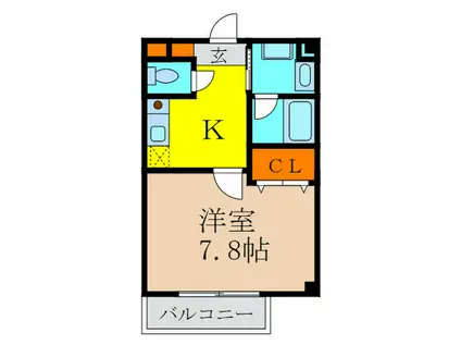 BLUE PEARL御影(1K/3階)の間取り写真