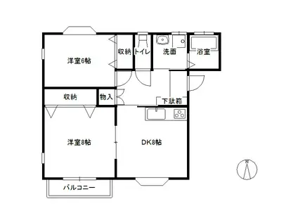 メイツ下条(2DK/2階)の間取り写真