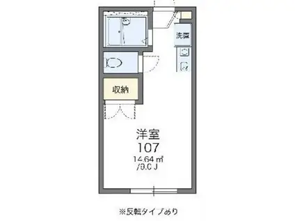 レオパレスプルニエII(1K/2階)の間取り写真