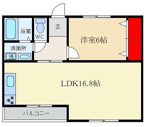 サンロイヤルマンション(1LDK/2階)の間取り写真