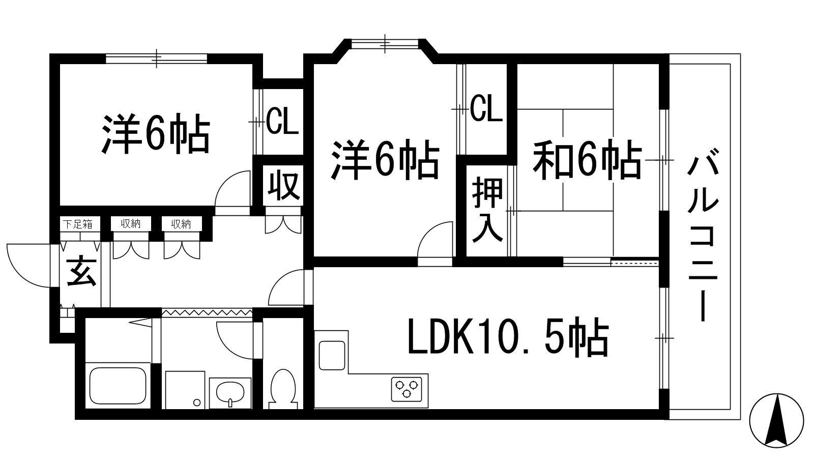 パークアヴェニュー(3LDK/4階)の間取り写真