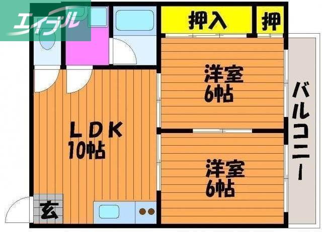 にっせんれん21(2LDK/6階)の間取り写真