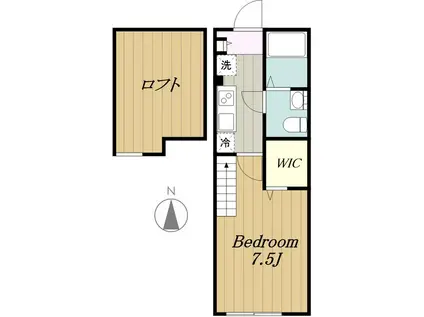 アザーレ・ブラン南生田(1K/2階)の間取り写真