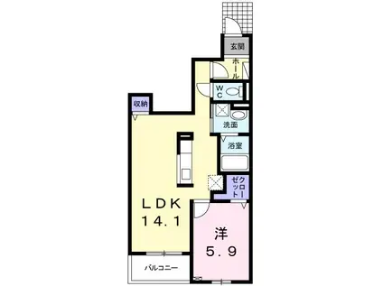 メゾンパーク 三ノ丸(1LDK/1階)の間取り写真