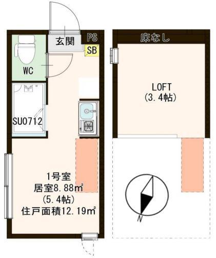 ミノリオ新小岩(ワンルーム/2階)の間取り写真