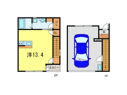 GARAGE VILLA YONEZU(ワンルーム/1階)の間取り写真