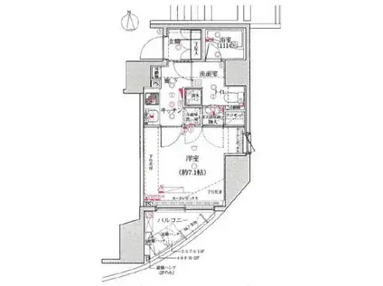 グランティアラ新御徒町アジールコート(1K/5階)の間取り写真