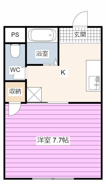 エスポワールII(1K/2階)の間取り写真