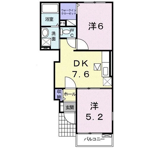 ヴィッセン有田 I(2DK/1階)の間取り写真