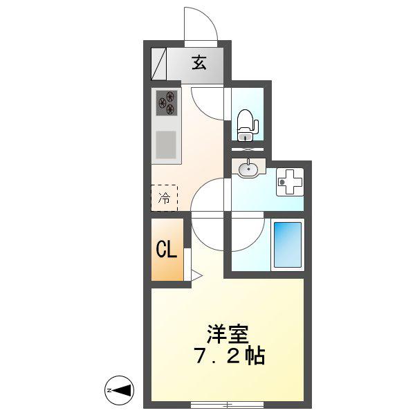ポートパレス東海通(1K/1階)の間取り写真
