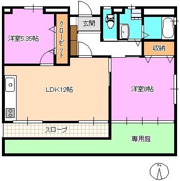 レジデンスKURASAWA(2LDK/1階)の間取り写真