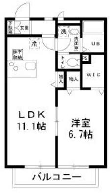 ディアコートA棟(1LDK/3階)の間取り写真