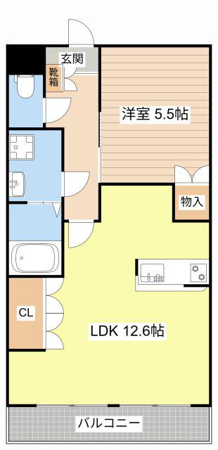 L‐STAGE(1LDK/2階)の間取り写真